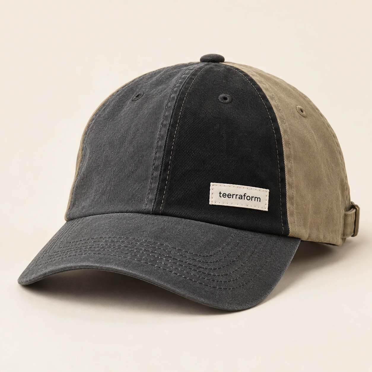 Garage Charcoal patchwork cap in charcoal, faded black, khaki